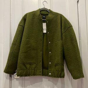 Zara oversized green bomber jacket